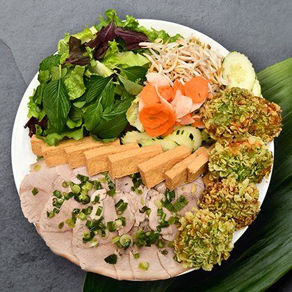 Rice Vermicelli Noodle with Fried Tofu and Fermented Shrimp Paste